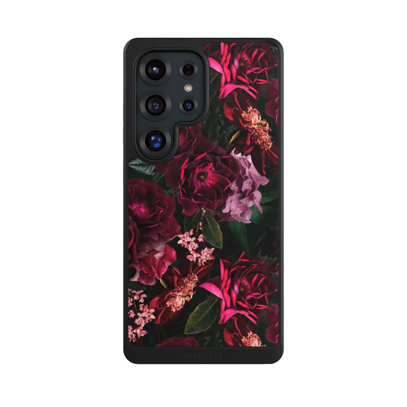 Galaxy S25 Ultra NIVOcore Dunkelrote und rosa Blüten