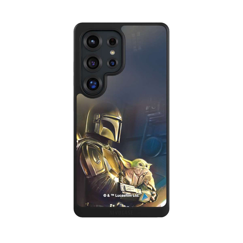 Galaxy S25 Ultra NIVOcore Mandaloriens et Grogu à l'intérieur du vaisseau
