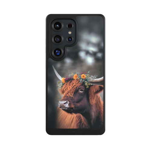 Samsung Galaxy S25 Ultra NIVOcore Vache des Highlands avec des fleurs avec IA