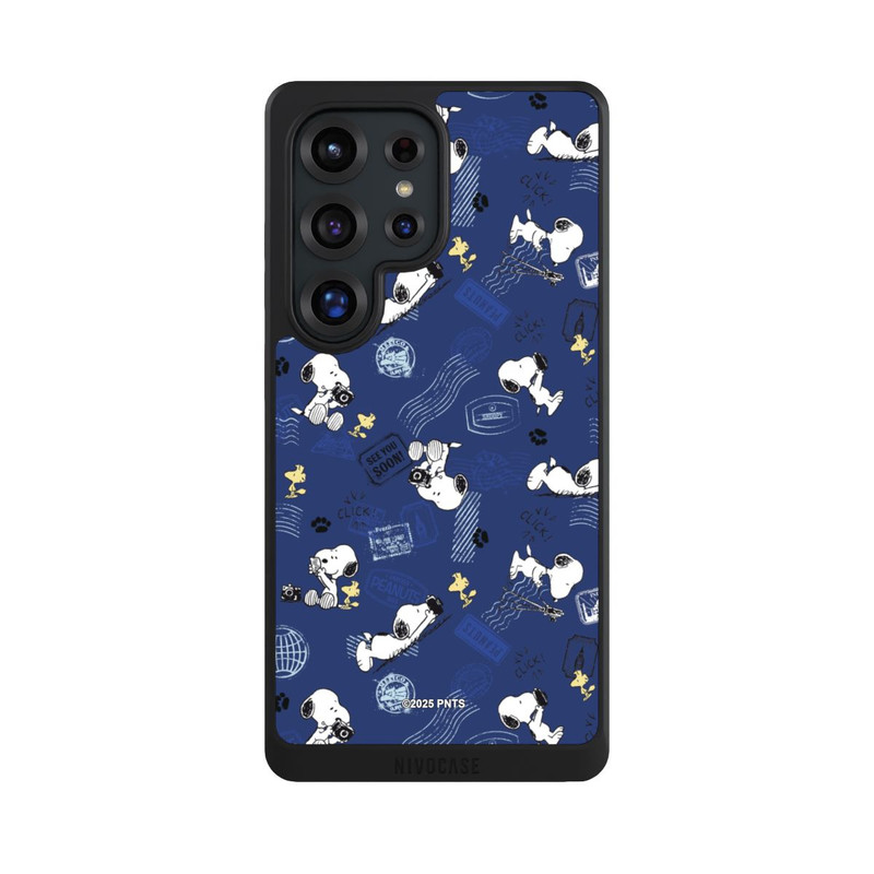 Galaxy S25 Ultra NIVOcore Peanuts Travel Stamps Pattern Blue