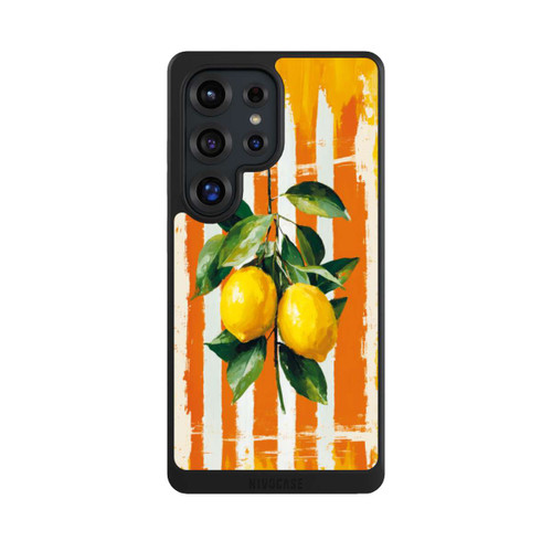 Samsung Galaxy S25 Ultra NIVOcore Zitronen auf gestreiftem Hintergrund Sommer mit KI