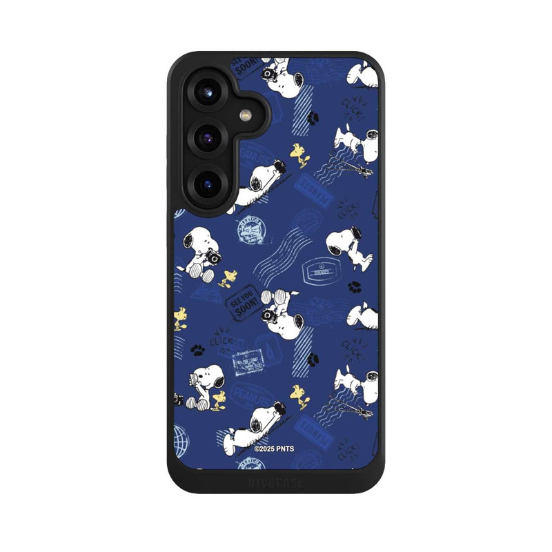 Galaxy S25 + NIVOcore Peanuts Travel Stamps Pattern Blue