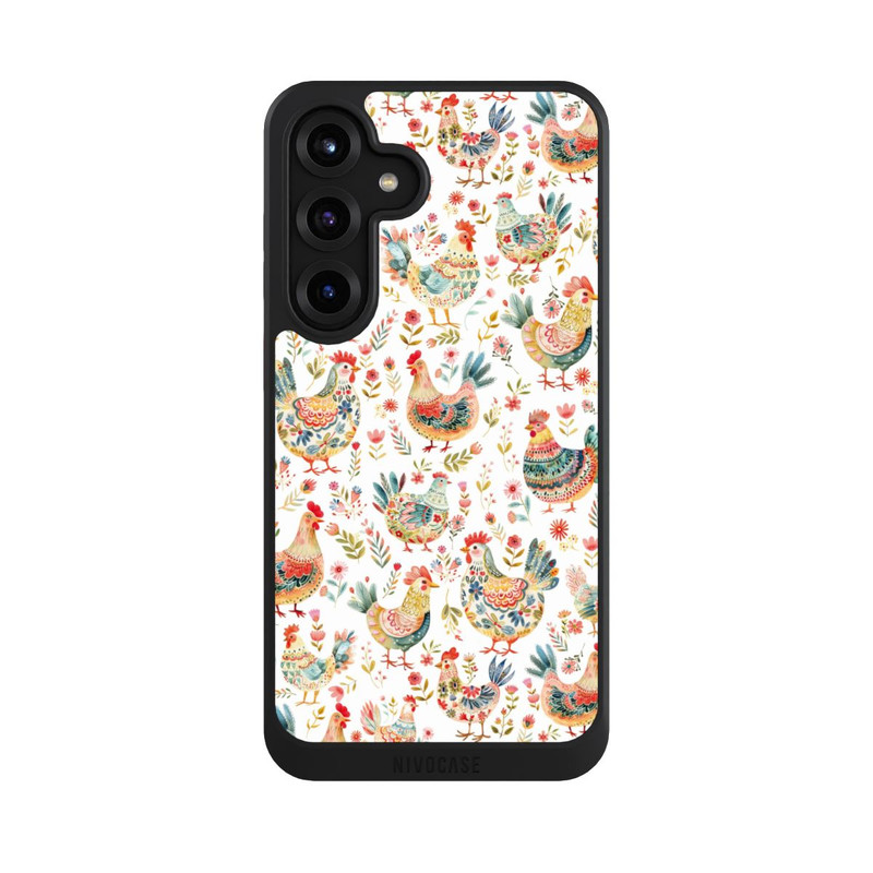 Galaxy S25 + NIVOcore Colorful Chicken Pattern with AI