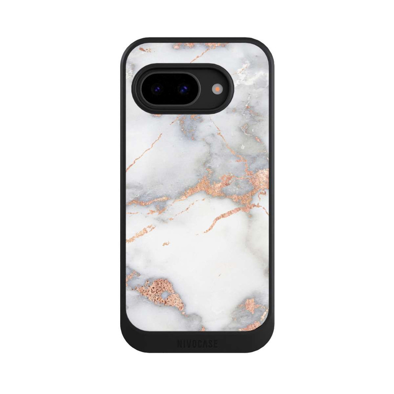 Pixel 9 a NIVOcore White and Golden Marble Look