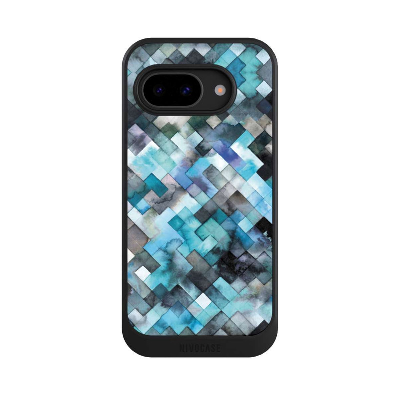 Pixel 9a NIVOcore stimmungsvolles geometrisches Muster blau