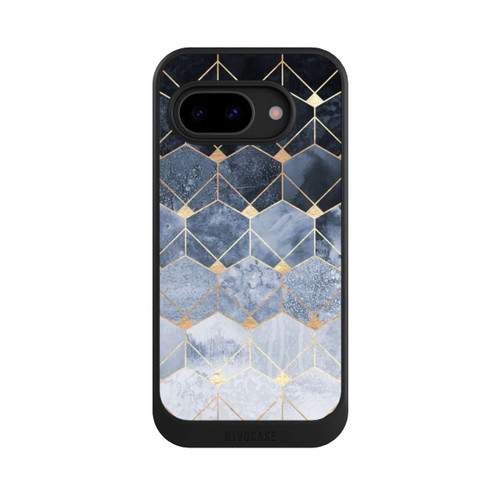 Google Pixel 9a NIVOcore Blaue Sechsecke und Diamanten Golddruck