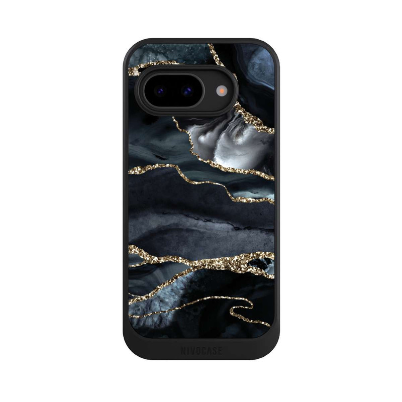 Pixel 9a NIVOcore Dark Marble Gold Glitter Look