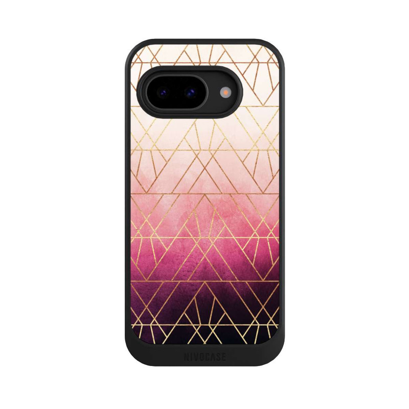 Pixel 9a NIVOcore Triangles ombrés roses imprimé doré