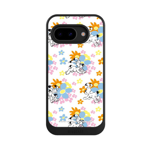 Google Pixel 9a NIVOcore Idéfix sur fleurs colorées