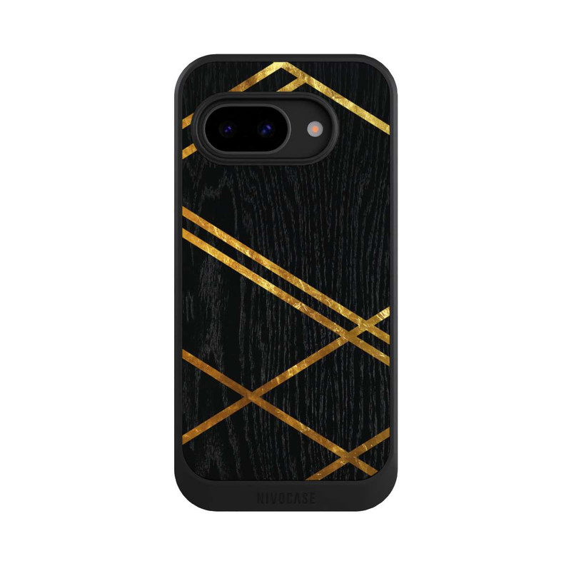 Pixel 9a NIVOcore Noir Motif géométrique Rayures dorées