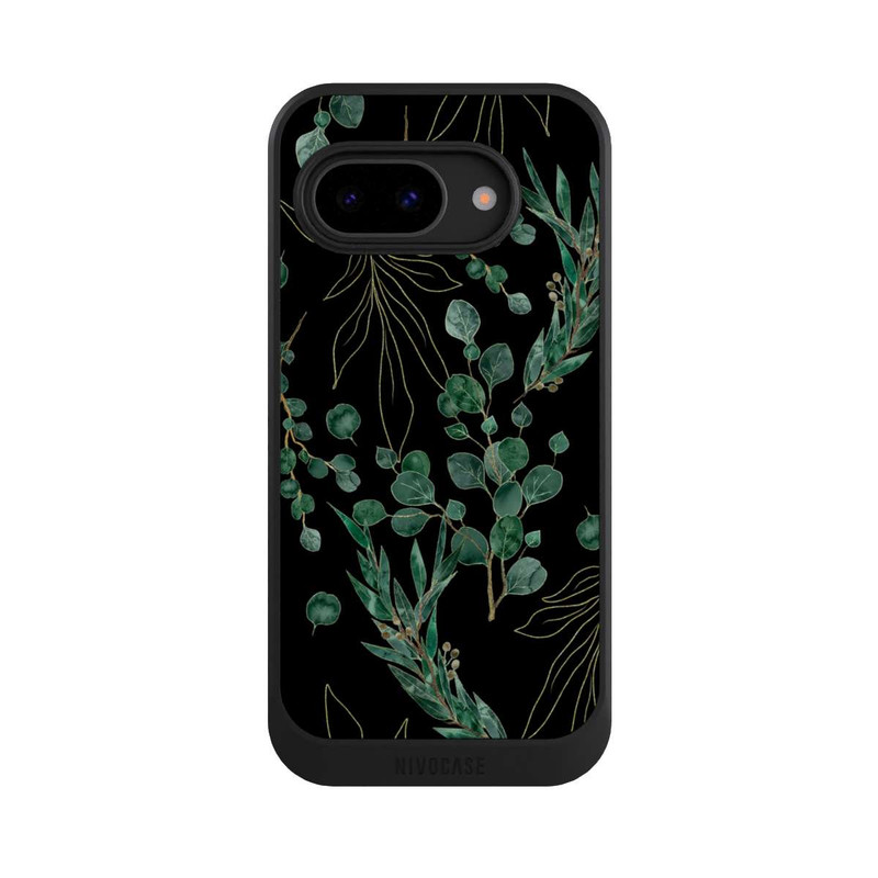 Pixel 9a NIVOcore Feuilles d'Eucalyptus Fond Noir