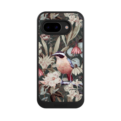 Google Pixel 9a NIVOcore Orangefarbener Vogel im Vintage Blumenmuster