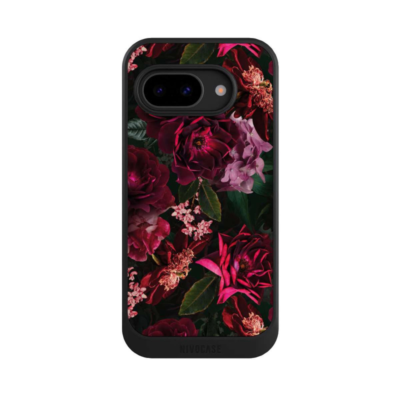 Pixel 9a NIVOcore Fleurs rouge foncé et roses