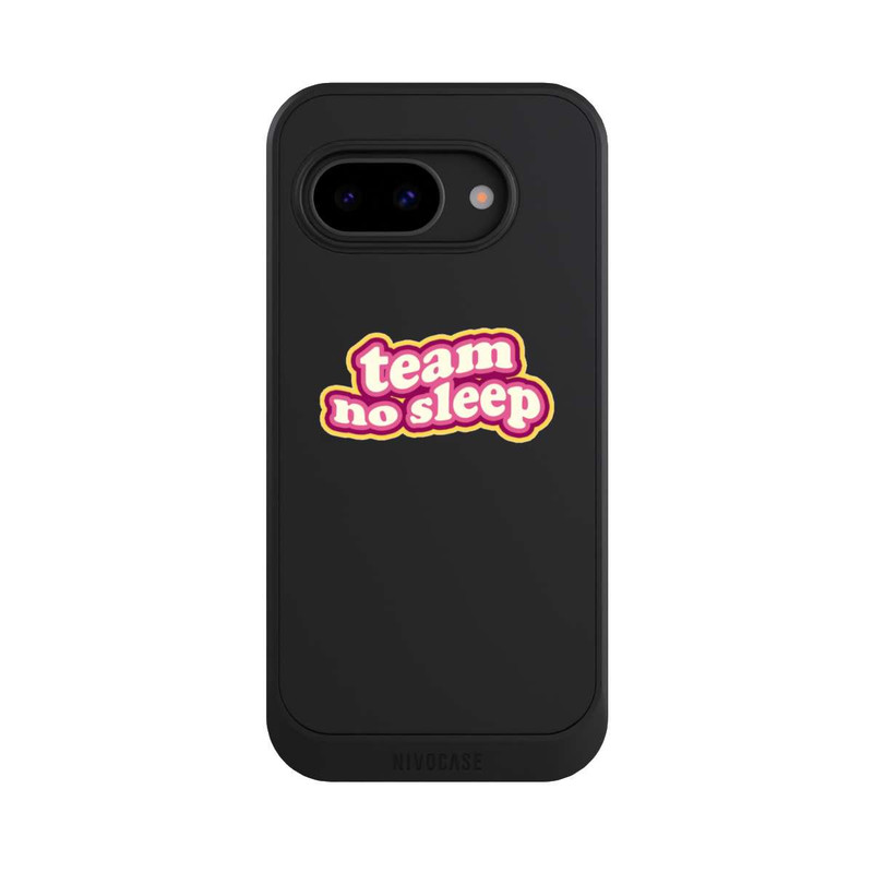 Pixel 9a NIVOcore Team No Sleep 70s Transparent
