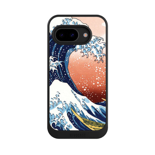 Google Pixel 9a NIVOcore Kanagawa Welle Mit Rotem Hintergrund