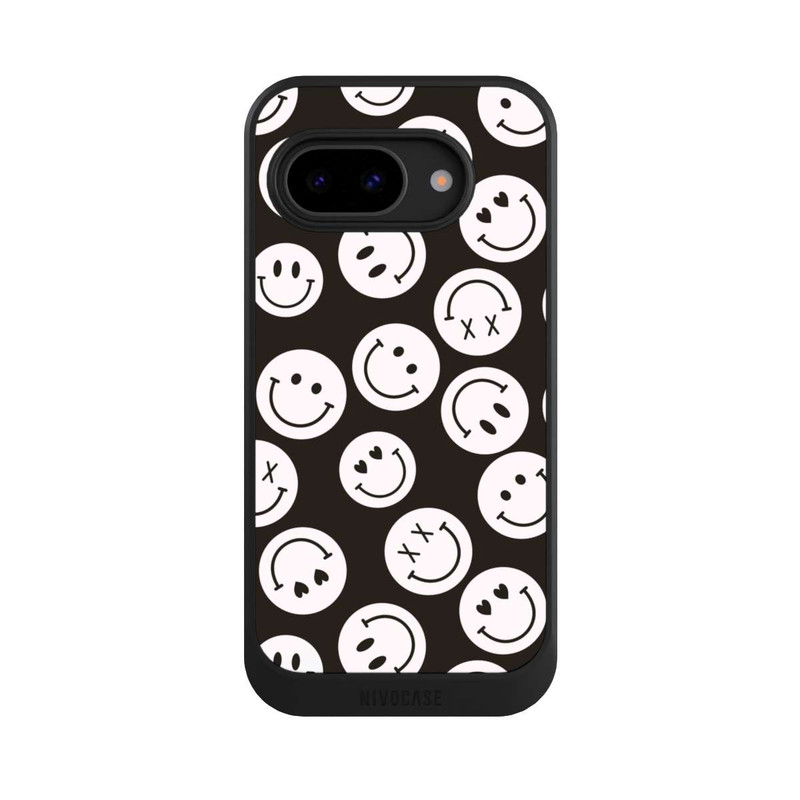 Pixel 9a NIVOcore Smiles Emotes Pattern Black And White
