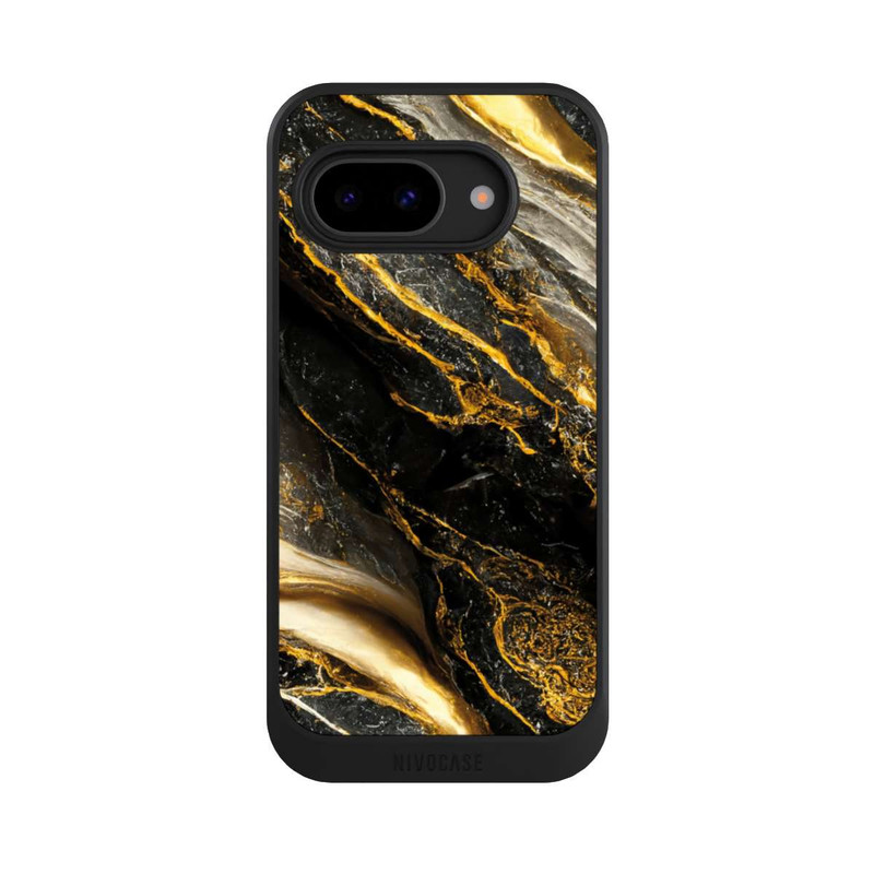 Pixel 9a NIVOcore Schwarze Marmor Goldschichten