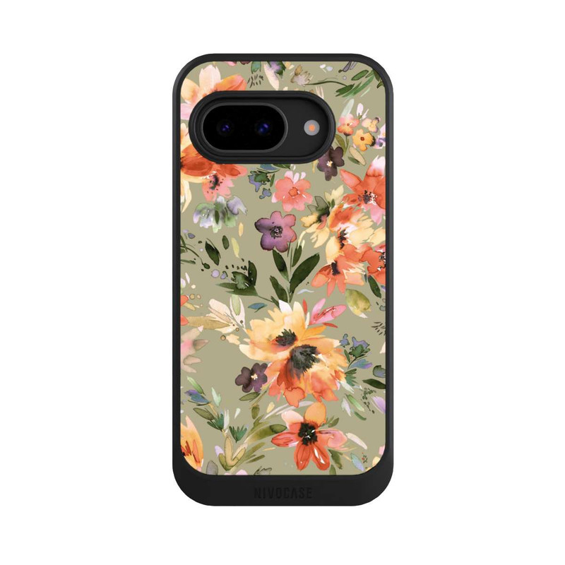 Pixel 9a NIVOcore Painterly Tropical Flowers Sage Green