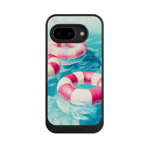Google Pixel 9a NIVOcore Gestreifte Schwimmringe im Pool
