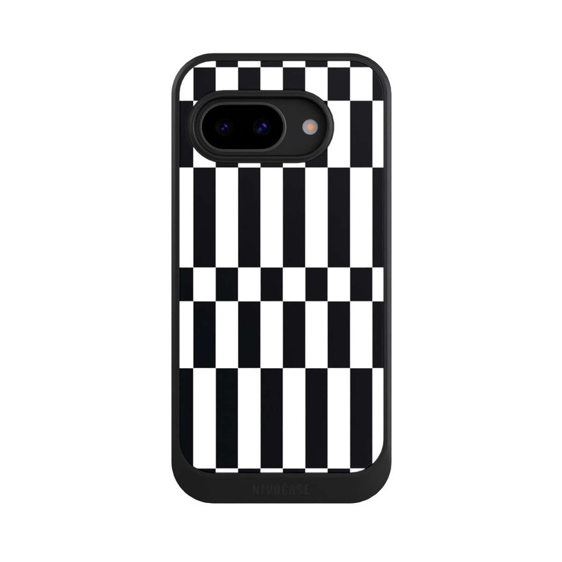 Pixel 9 a NIVOcore Checked Abstract Bold Black and White Color Block