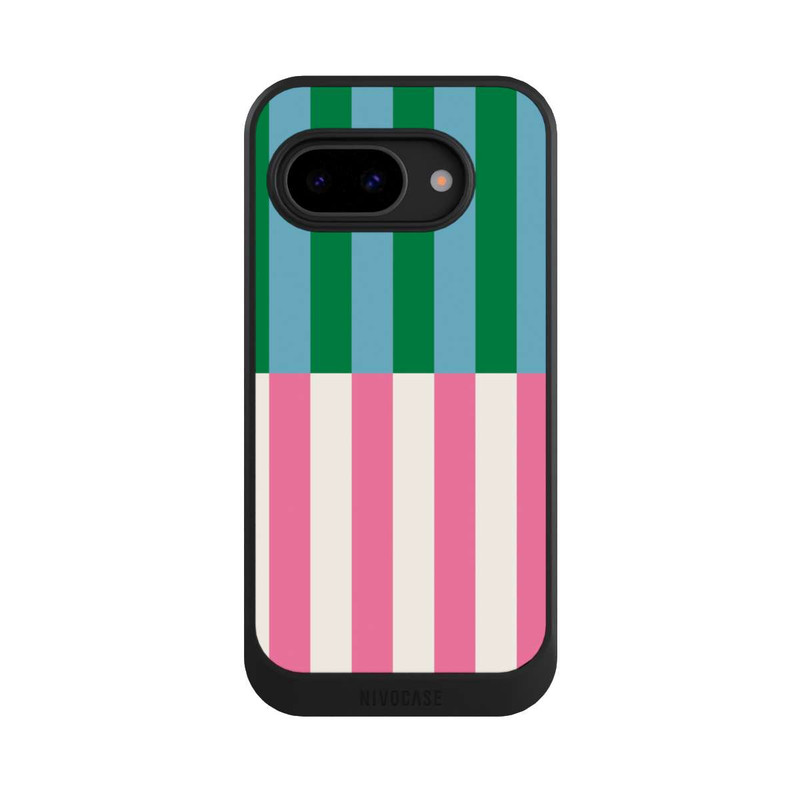 Pixel 9 a NIVOcore Streifenmuster Grün Rosa