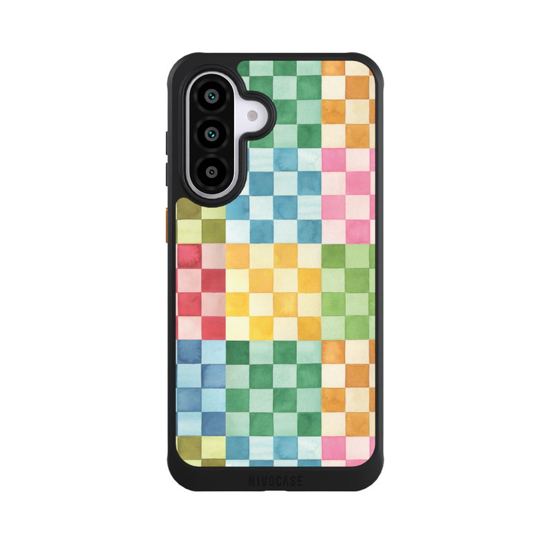 Galaxy A56 5G NIVOcore Checkerboard Watercolor Chess Geometric Red