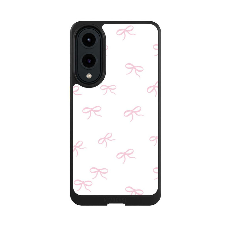 Galaxy S25 Edge NIVOcore Schleifen Muster Rosa Weiß