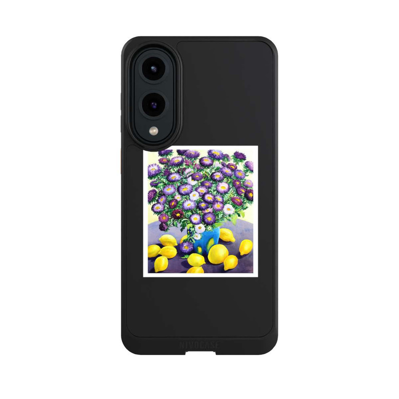 Galaxy S25 Edge NIVOcore Purple Asters and Lemons by Christopher Ryland