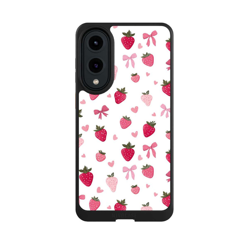 Galaxy S25 Edge NIVOcore Erdbeer Herz Schleifen Muster Pink