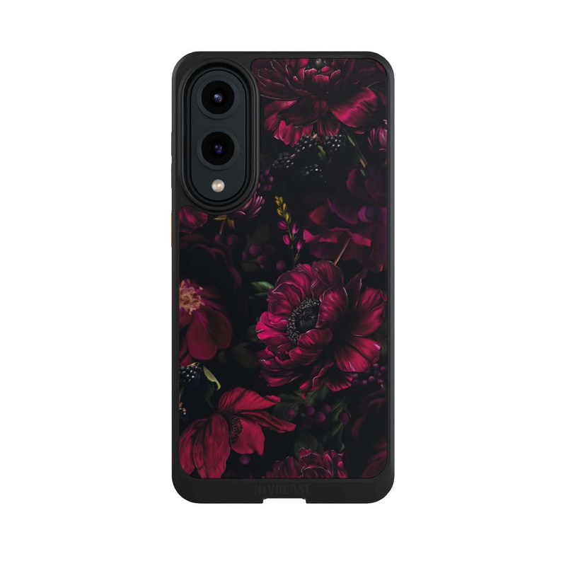 Galaxy S25 Edge NIVOcore Dunkle Rote Blumen Liebe