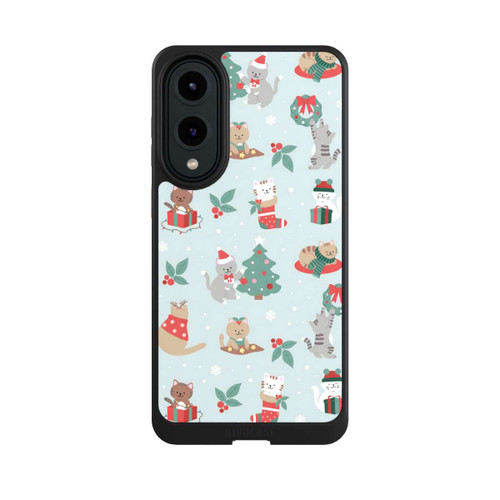 Samsung Galaxy S25 Edge NIVOcore Cute Winter Wonderland Christmas Festive Cats on Teal