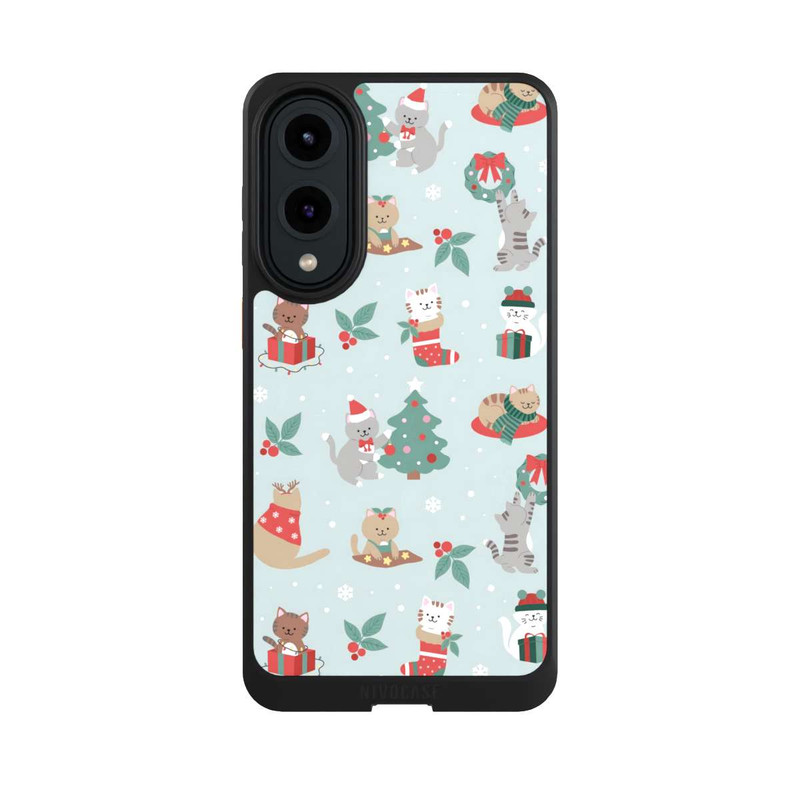 Galaxy S25 Edge NIVOcore festliche Katzen im Winterwunderland