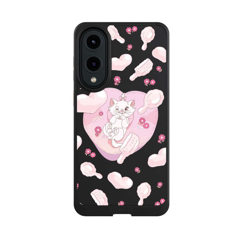 Galaxy S25 Edge NIVOcore Aristochats Marie Cœurs Rose Transparent