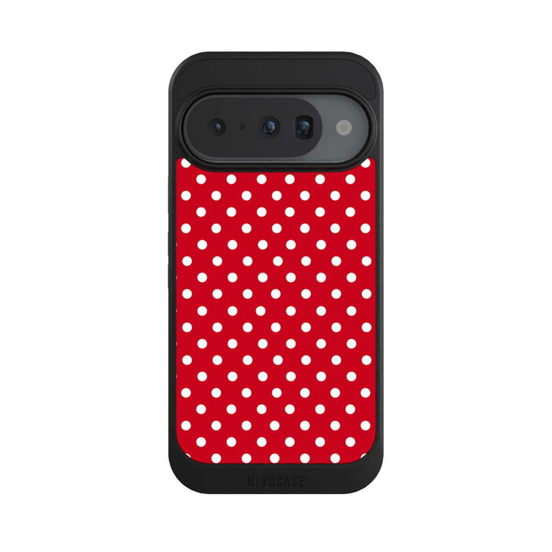 Pixel 10 NIVOcore Polka Dots Dunkelrot und Weiß