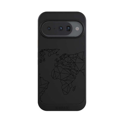 Google Pixel 10 NIVOcore Polygon Weltkarte Schwarz ohne Hintergrund