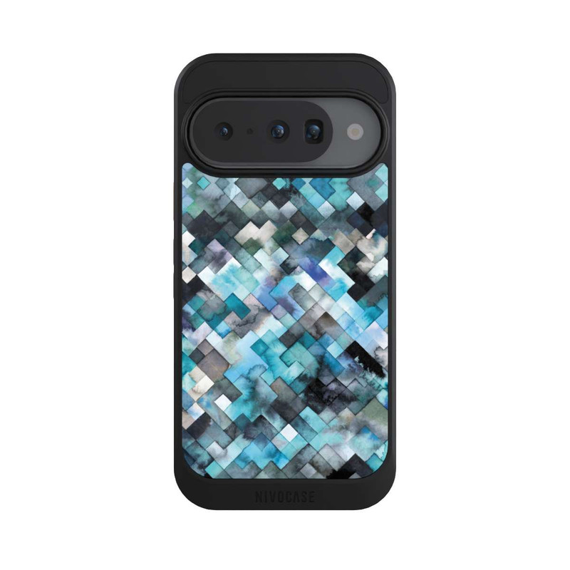 Pixel 10 NIVOcore stimmungsvolles geometrisches Muster blau