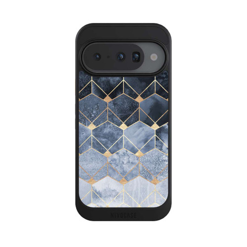 Google Pixel 10 NIVOcore Blue Hexagons And Diamonds Gold Print