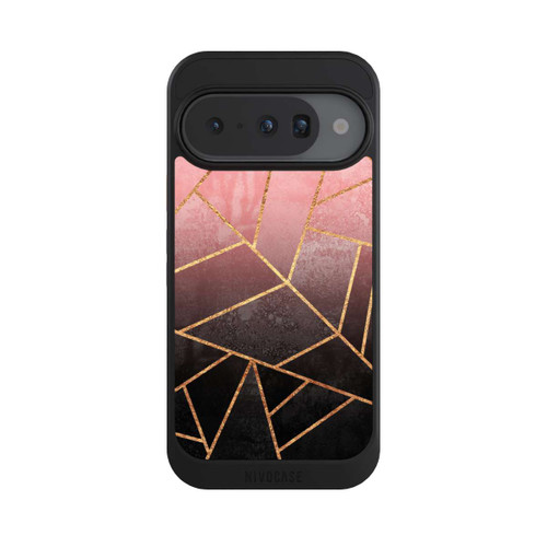 Google Pixel 10 NIVOcore Pinker und Schwarzer Stein Gold Druck