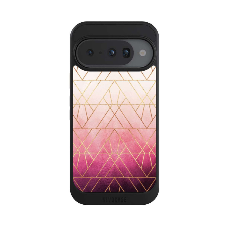 Pixel 10 NIVOcore Pink Ombre Triangles Gold Print