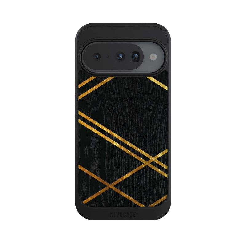 Pixel 10 NIVOcore Black Geometric Pattern Golden Stripes