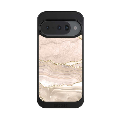 Google Pixel 10 NIVOcore Marmor rosa-goldene Streifen