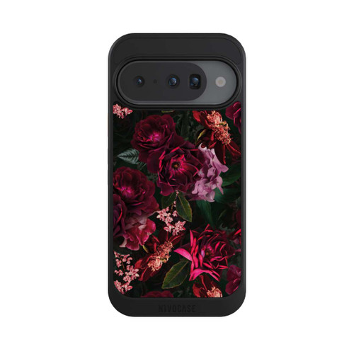 Google Pixel 10 NIVOcore Dark Romantiv Red and Pink Peonies Flowers