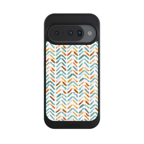 Google Pixel 10 NIVOcore Elegantes Herbstchevron Blau Orange