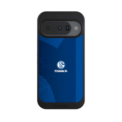 Google Pixel 10 NIVOcore Schalke 04 Blauer Hintergrund Mit Logo