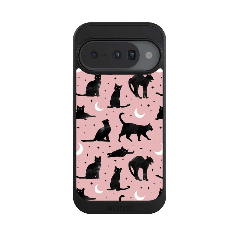 Pixel 10 NIVOcore Katzen und Mond auf Rosa