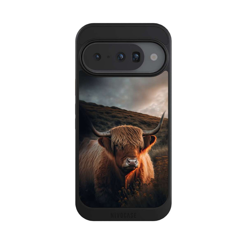 Pixel 10 NIVOcore Vache Highland avec de grandes cornes avec IA