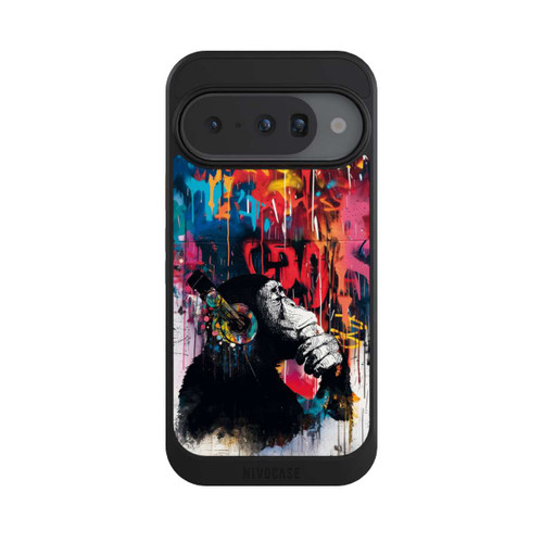 Google Pixel 10 NIVOcore Affe Stereo Kopfhörer Graffiti Street Art Blau