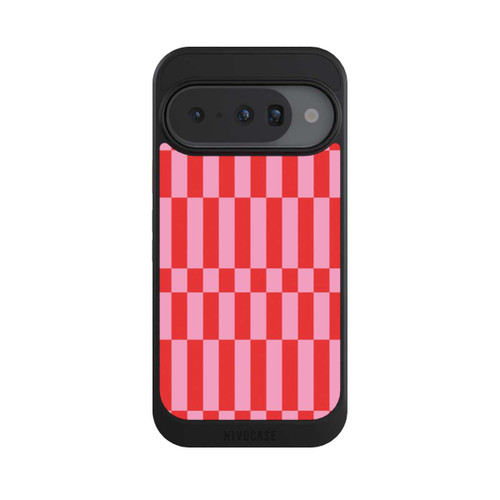 Google Pixel 10 NIVOcore Checked Abstract Bold Coral Red and Pink Color Block