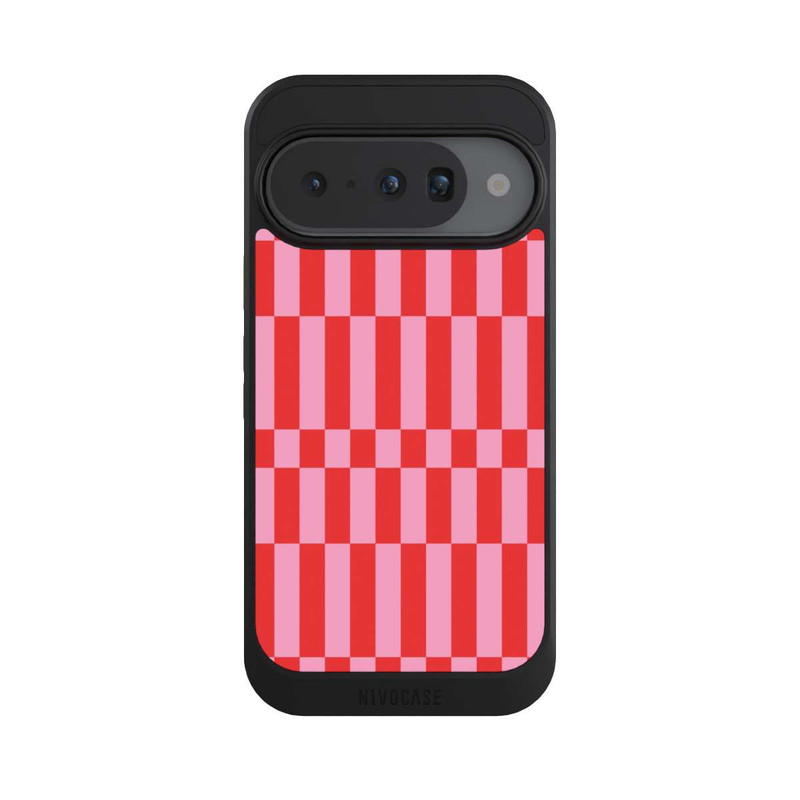 Pixel 10 NIVOcore Checked Abstract Bold Coral Red and Pink Color Block