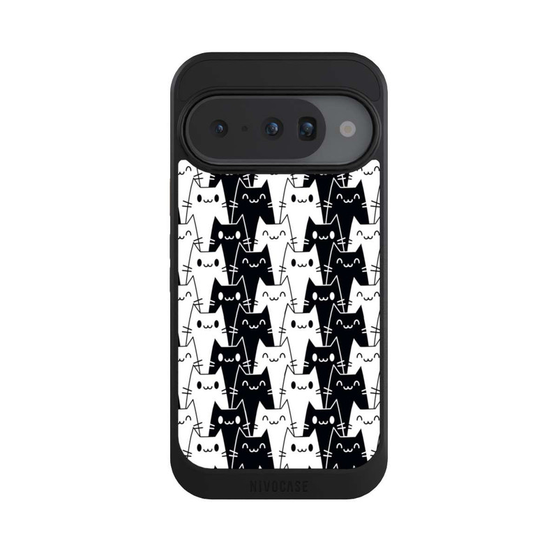 Pixel 10 NIVOcore Katzentapete Schwarz Weiß